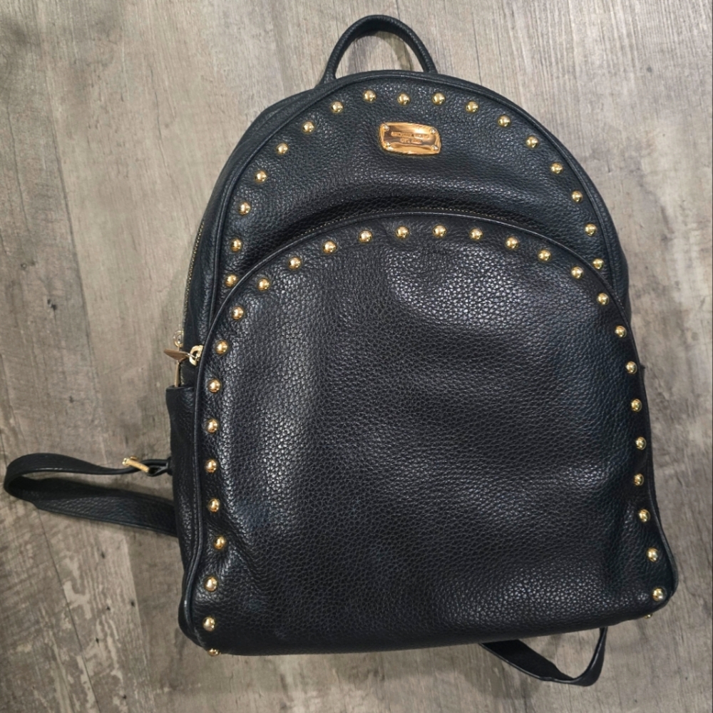 MK Blk Leather Backpack